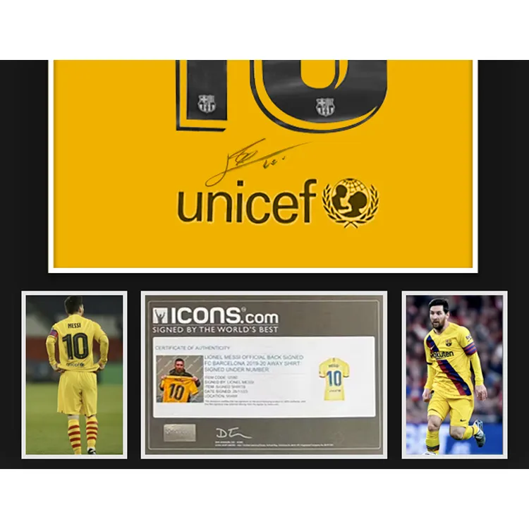 Three For FC Barcelona 2019 20 Season Jersey Framed Outer Frame Approximately 65x85cm Icons Certificate Unisex-2