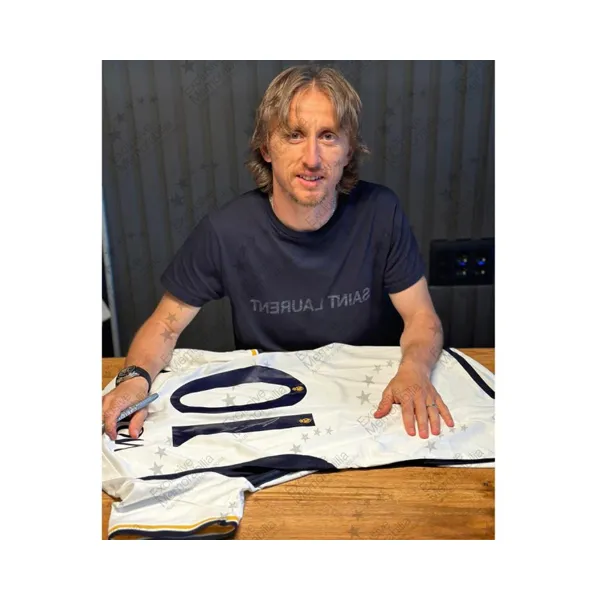 Three For Luka Modrić Signed In Person Real Madrid 2023 24 Season Jersey EM Certificate Framed And Mounted-4