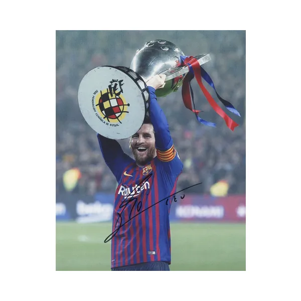 Three For Barcelona Team Leo Messi Signed Photo With SA Certificate Framed Design-3