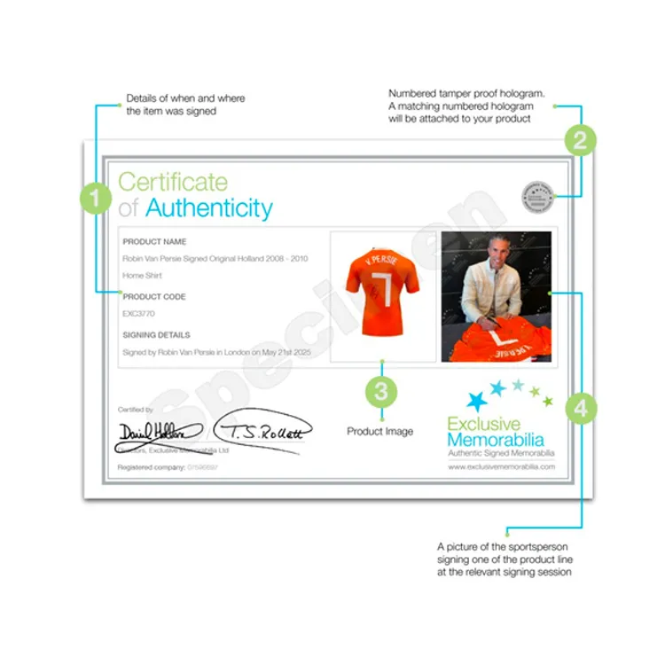 Three For 2018 10 Season Dutch National Team Jersey EM Certificate, Deluxe Mounting, Outer Frame Approx. 65x85cm Unisex-4