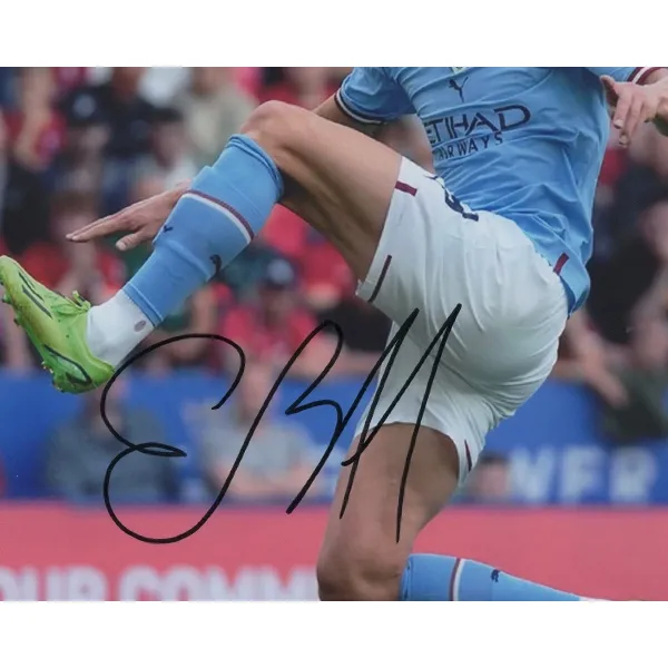 Three For 22-23 Manchester City Erling Haaland Signed Photo With Certificate Of Authenticity Framed-4