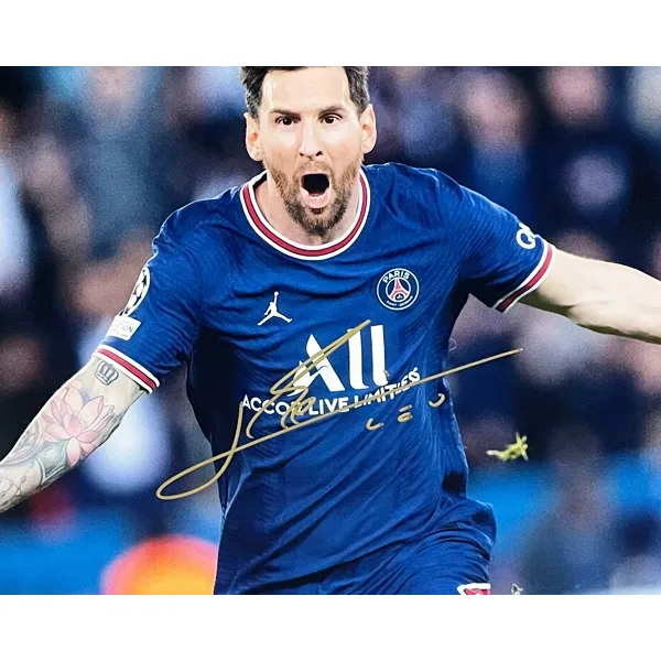 Three For Collection Messi Signed Photo Framed Included SA Certificate Paris Saint-Germain PSG-3