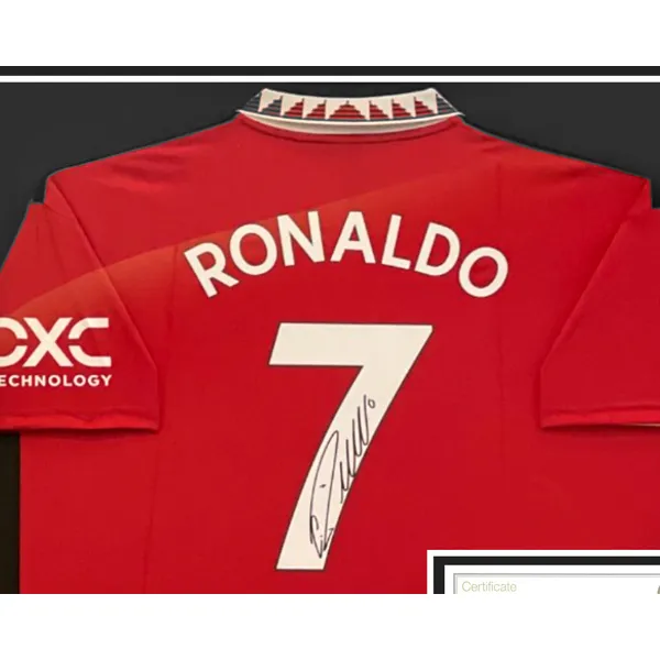 Three For Cristiano Ronaldo Ronaldo Personal Autograph Manchester United Jersey EM Certificate Framed-2