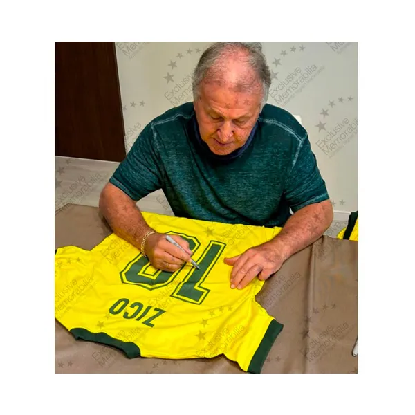 Three For Jockey Signed Brazil 1982 Vintage #10 Jersey EM Certificate Framed-7