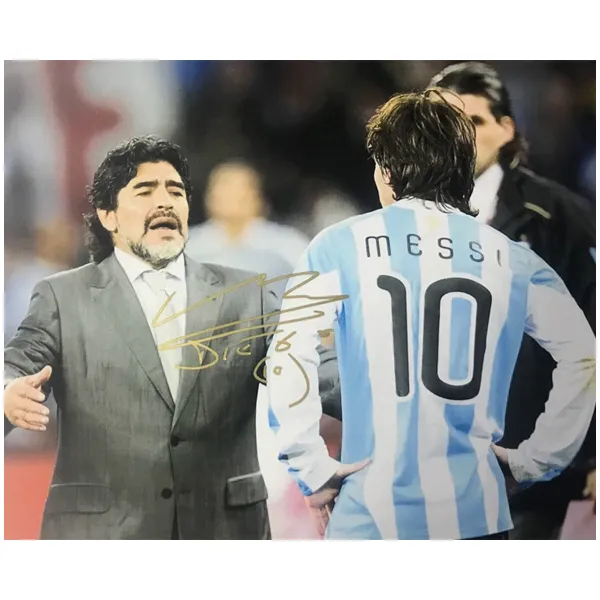 Three For Maradona Signed In Person Framed Photo Included SA Certificate Argentina Legend Soccer Star-3