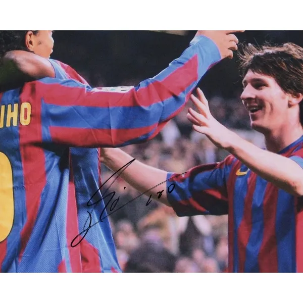 Three For Lionel Messi Messi Barça Barcelona Signed In Person Framed Photo With SA Certificate-3