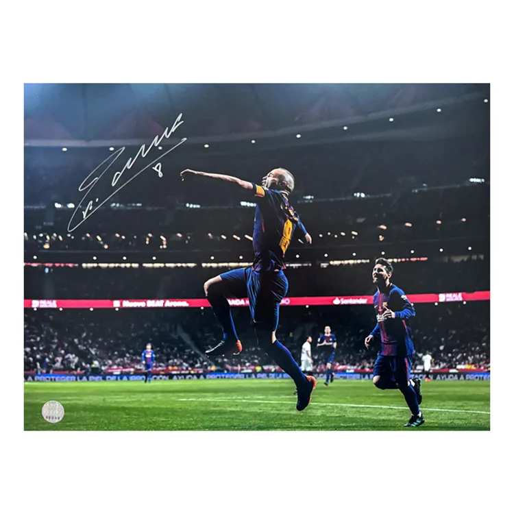 Three For FC Barcelona Signature Photo EM Certificate Framed-1