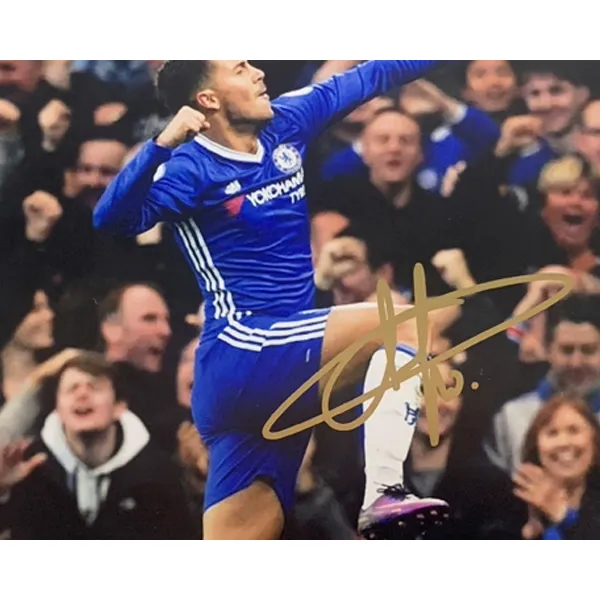 Three For During The Chelsea Era, Eden Hazard, Personally Signed Photo, Including Framed SA Certificate.-2