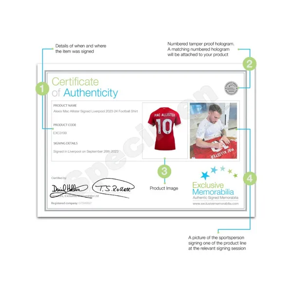 Three For McCarthy, Autographed Signature, Liverpool 2023 24 Season Jersey EM Certificate, Deluxe Framed-7