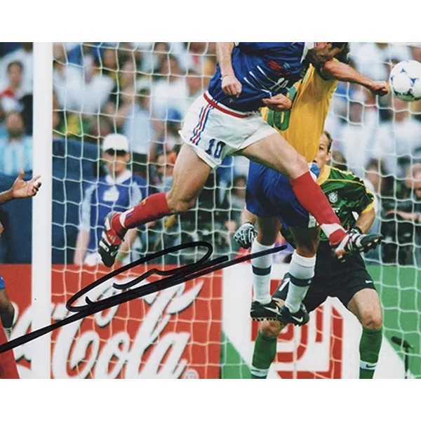Three For Zidane Signed In Person Photo From 1998 World Cup French Team Header Framed Includes SA Certificate-4