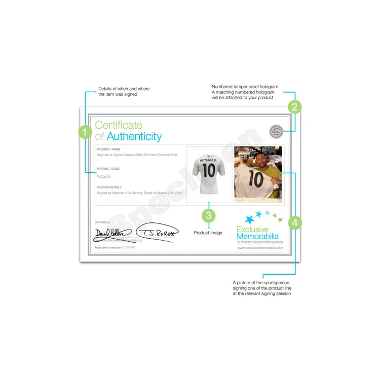 Three For Santos Team Jersey EM Certificate, Deluxe Mounting, Outer Frame Approx. 65x85cm Unisex-4