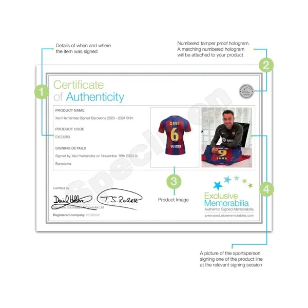Three For Harvey, Handwritten Signature, Barcelona Team Jersey EM Certificate, Deluxe Framed-5