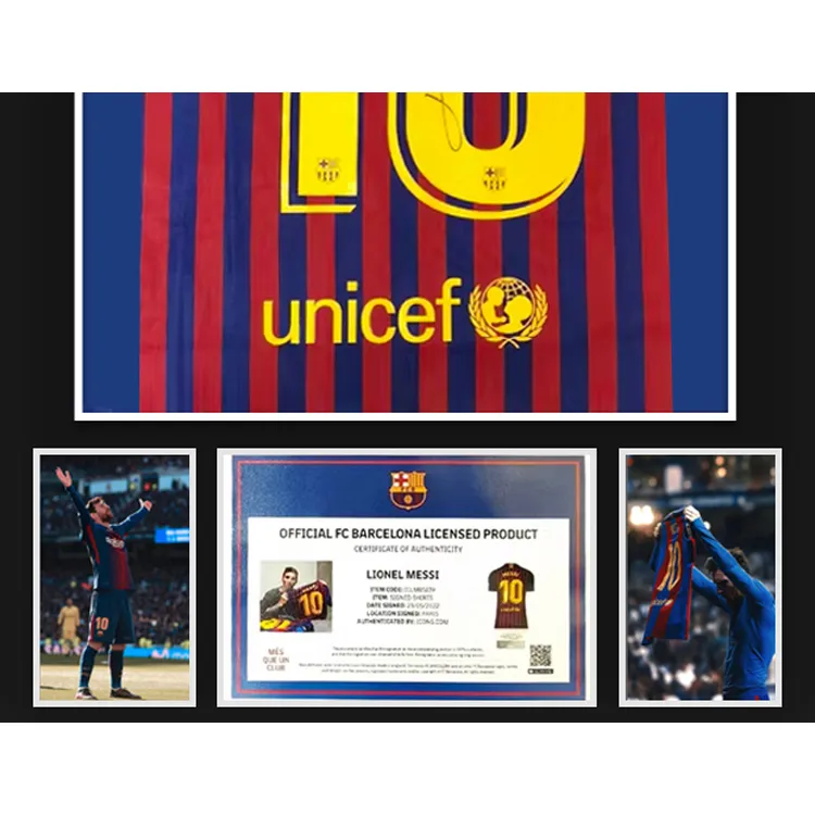 Three For FC Barcelona 2018 19 Season Jersey Framed, Outer Frame Approximately 65x85cm, Icons Certificate Unisex-2