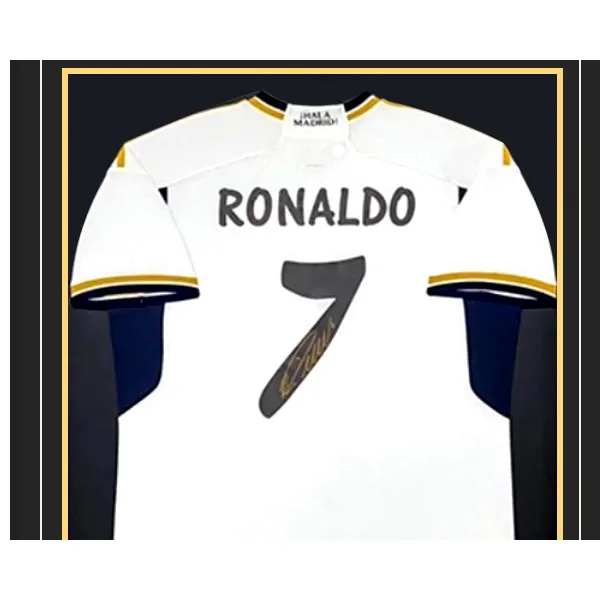Three For Cristiano Ronaldo Signed Jersey Real Madrid 23 24 Season With EM Official Certificate Framed-2