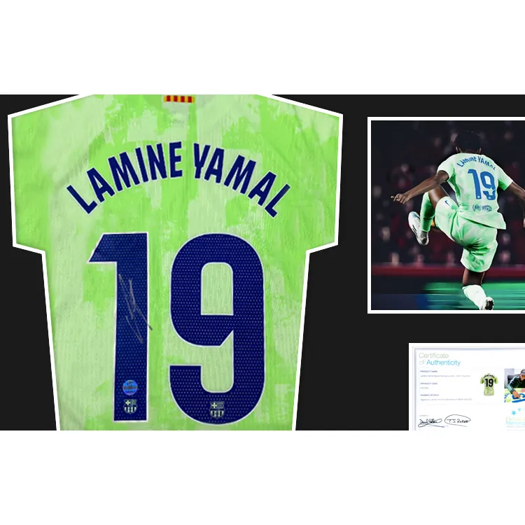 Three For Barcelona Team Jersey EM Certificate, Deluxe Mounting, Outer Frame Approx. 72x98cm Unisex-1