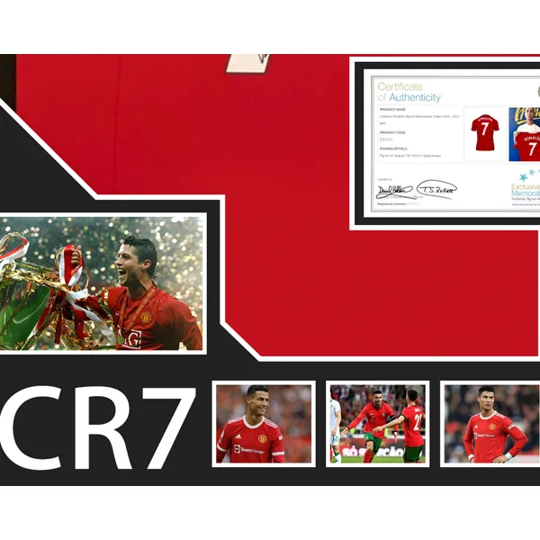 Three For Cristiano Ronaldo Ronaldo Personal Autograph Manchester United Jersey EM Certificate Framed-3
