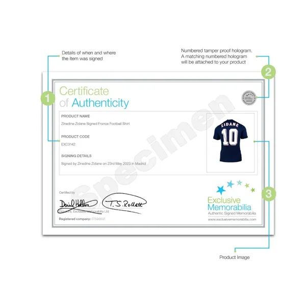 Three For Zidane, Autographed 2022 23 France Team Jersey EM Certificate, Deluxe Framed-6
