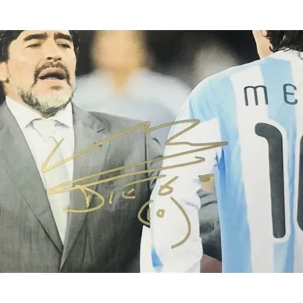 Three For Maradona Signed In Person Framed Photo Included SA Certificate Argentina Legend Soccer Star-4