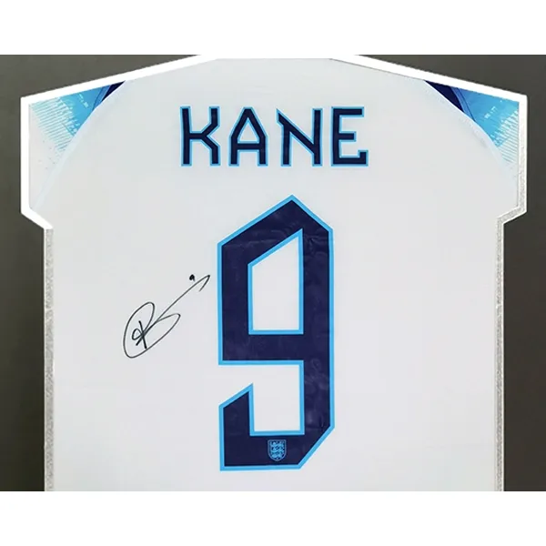 Three For Harry Kane 2022 World Cup England National Team Signed Soccer Apparel Jersey Framed With SA Certificate-2
