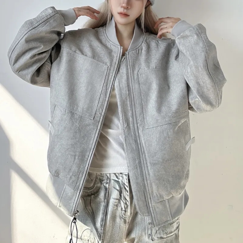NOOING Jackets & Coats Unisex Light Gray-5
