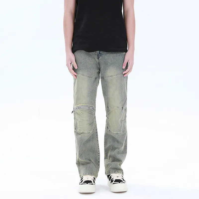 NOOING Jeans Unisex Trendy Versatile, All Season Wearable Yellow Mud-3