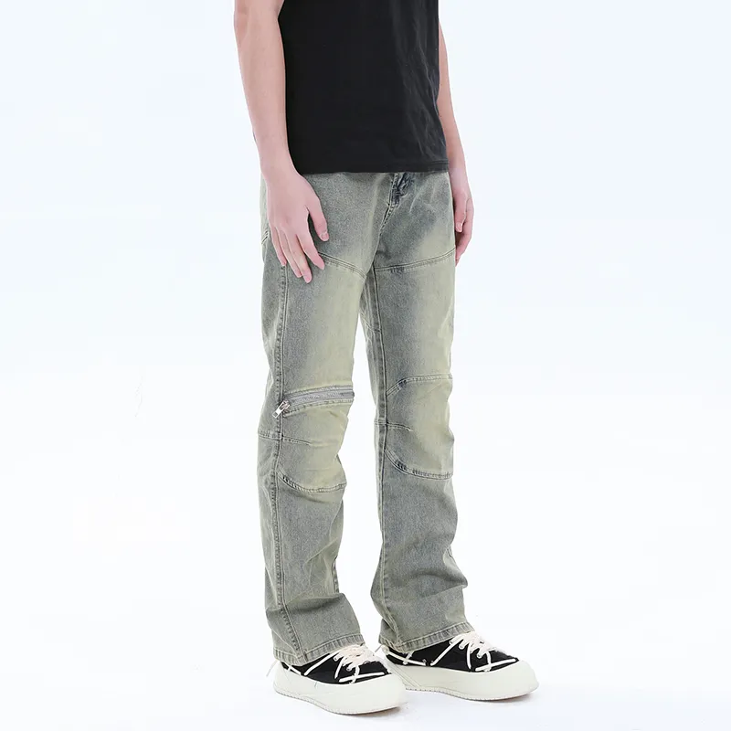 NOOING Jeans Unisex Trendy Versatile, All Season Wearable Yellow Mud-5