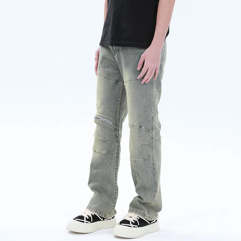 NOOING Jeans Unisex Trendy Versatile, All Season Wearable Yellow Mud-2