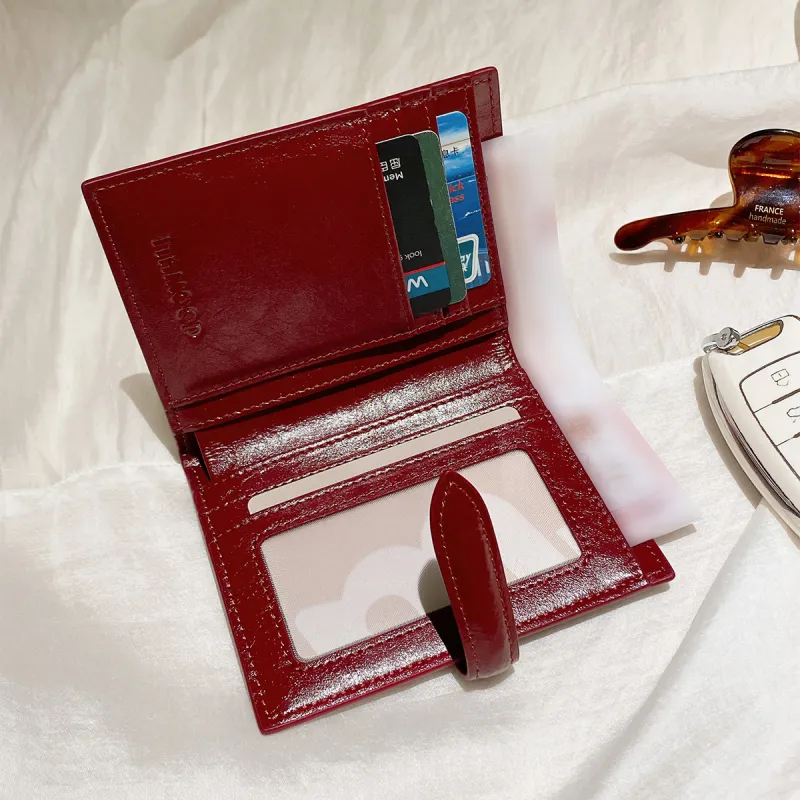 Miao Di Cow Split Leather Wallet Women's Ancora Red-2