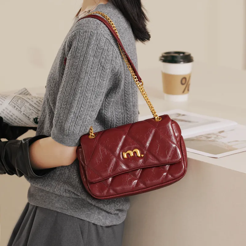 Miao Di Shoulder Bags Burgundy Red-3