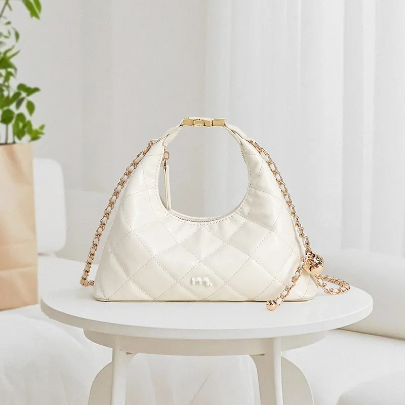 Miao Di Cow Leather Shoulder Bag, Crossbody Bag, Handbag Trumpets Women's Milkshake White-4