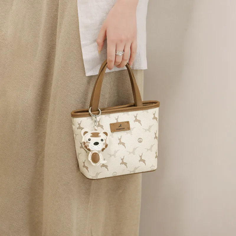 Miao Di Artificial Leather Handbag, Shoulder Bag, Crossbody Bag Women's Milk Tea Apricot-1