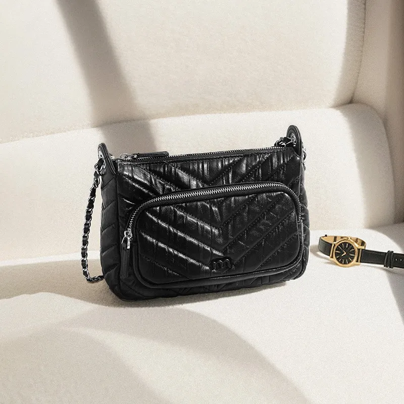 Miao Di Cow Leather Shoulder Bag, Crossbody Bag Regular Women's Midnight Black-6
