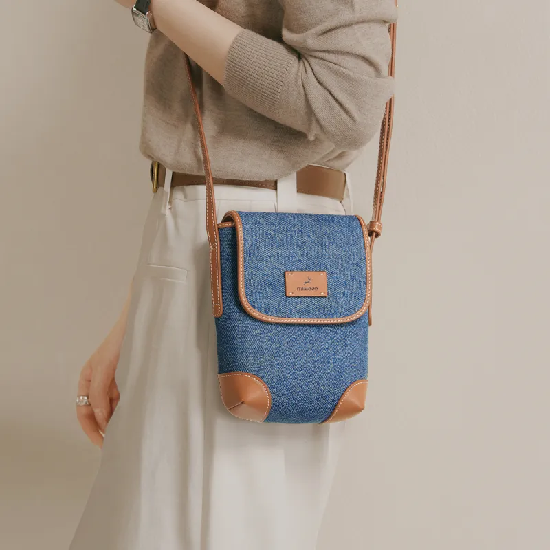 Miao Di Denim Shoulder Bag, Crossbody Bag Regular Women's Denim Blue-5