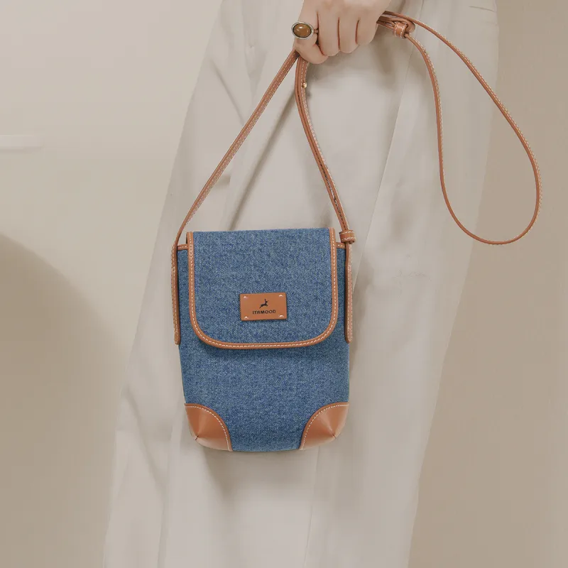 Miao Di Denim Shoulder Bag, Crossbody Bag Regular Women's Denim Blue-7