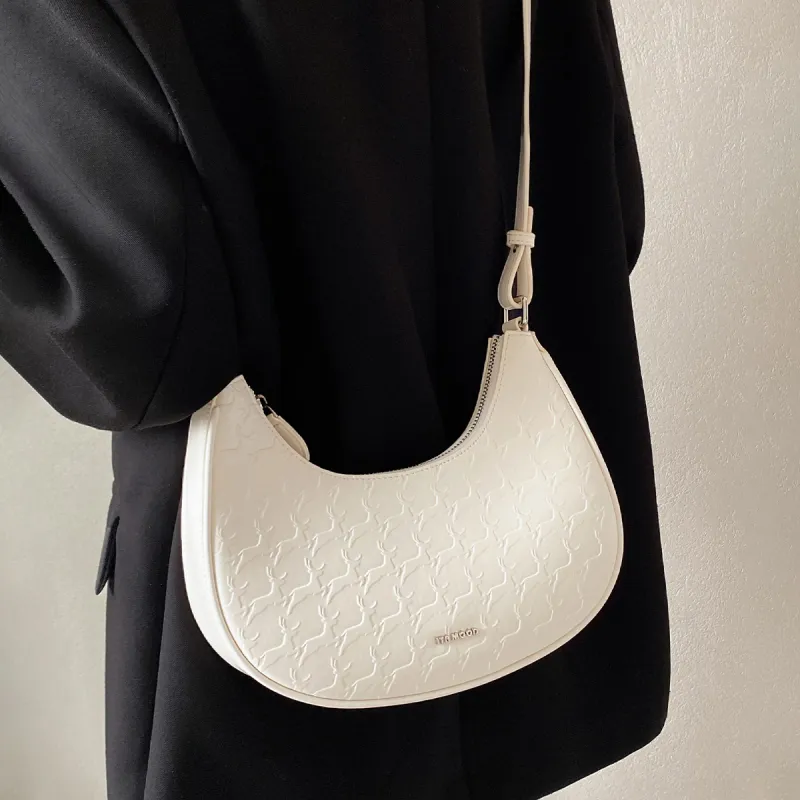 Miao Di Cow Leather Handbag, Shoulder Bag, Crossbody Bag Regular Women's Milkshake White-3