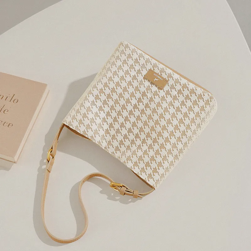 Miao Di Fabric Shoulder Bag Regular Women's Milk Tea Apricot-3
