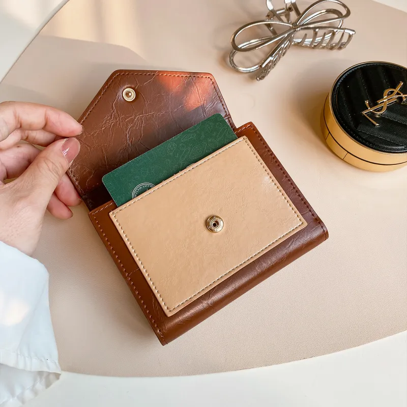 Miao Di Synthetic Leather Wallet Small Size Women's Latte Thousand-Layer Snow-3