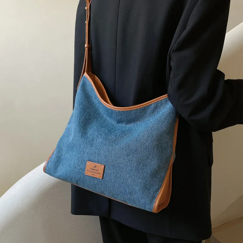 Miao Di Fabric Shoulder Bag, Crossbody Bag Regular Women's Denim Blue-2