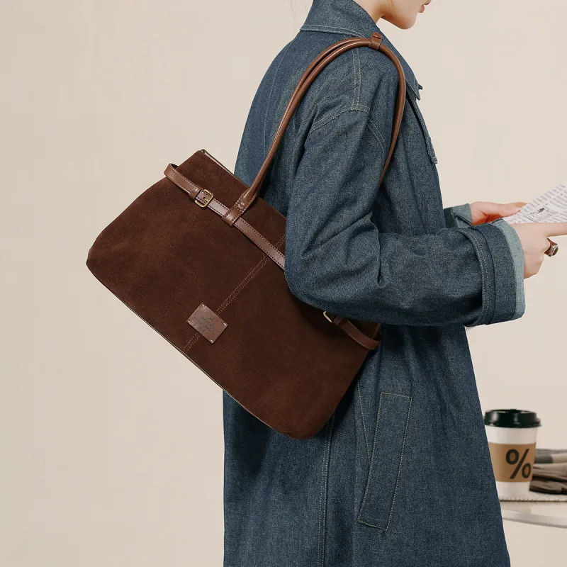 Miao Di Synthetic Leather Portable One Shoulder Shoulder Bag Large Size Women's Caramel Brown-1