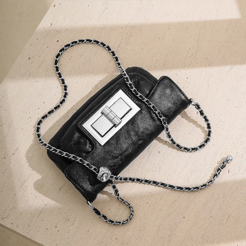 Miao Di Textured Vegetable Tanned Top Grain Cow Leather Shoulder Bag, Crossbody Bag Regular Women's Obsidian Black-6