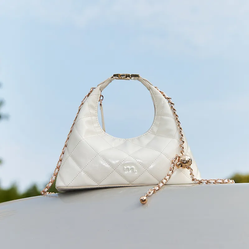Miao Di Cow Leather Shoulder Bag, Crossbody Bag, Handbag Trumpets Women's Milkshake White-3