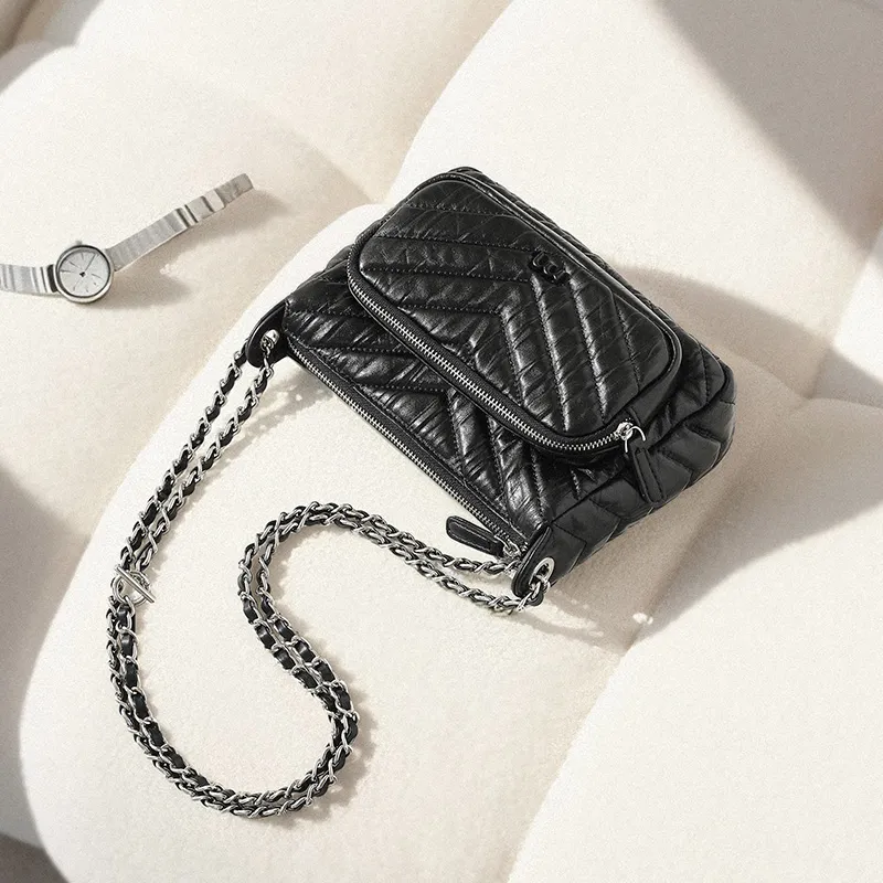 Miao Di Cow Leather Shoulder Bag, Crossbody Bag Regular Women's Midnight Black-4