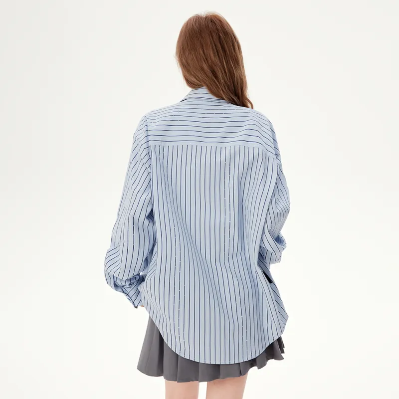 YK&YB Shirts Women's Blue Stripes-5