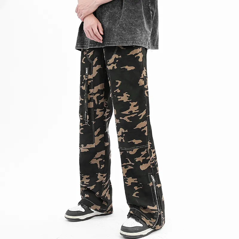 WANCHAO CP Casual Pants Unisex Gray Green Camouflage-2