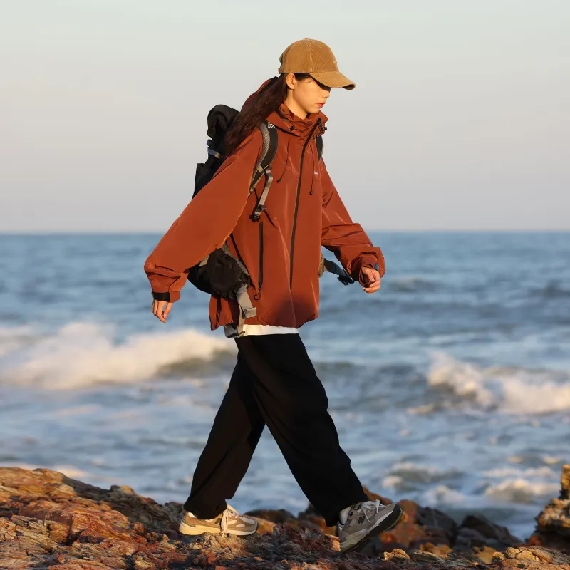 KOUEMGI Lace-Up Waterproof And Windproof Windbreaker Jacket Unisex-2