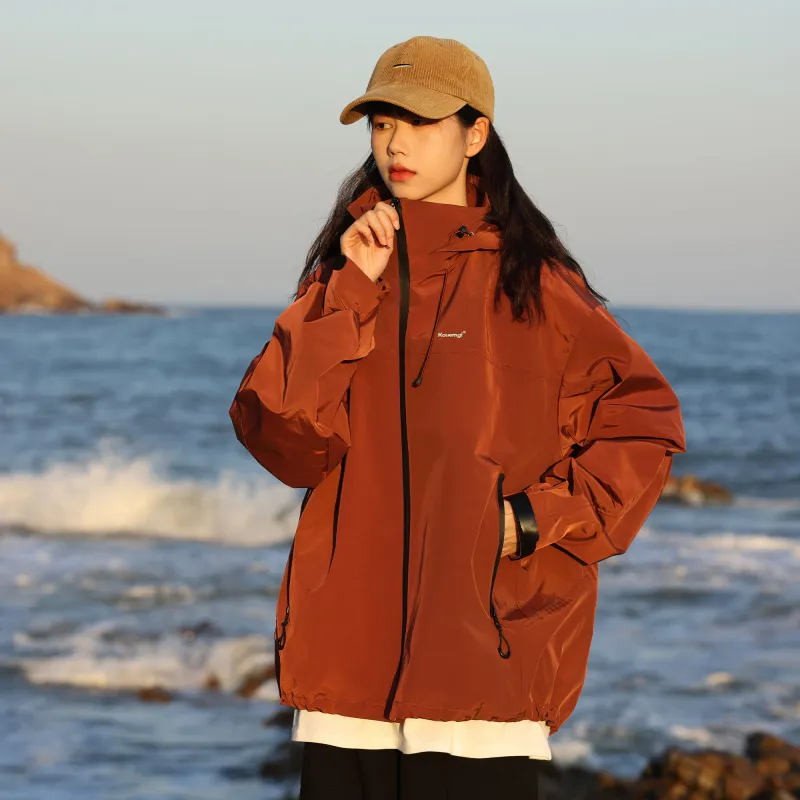 KOUEMGI Lace-Up Waterproof And Windproof Windbreaker Jacket Unisex-3