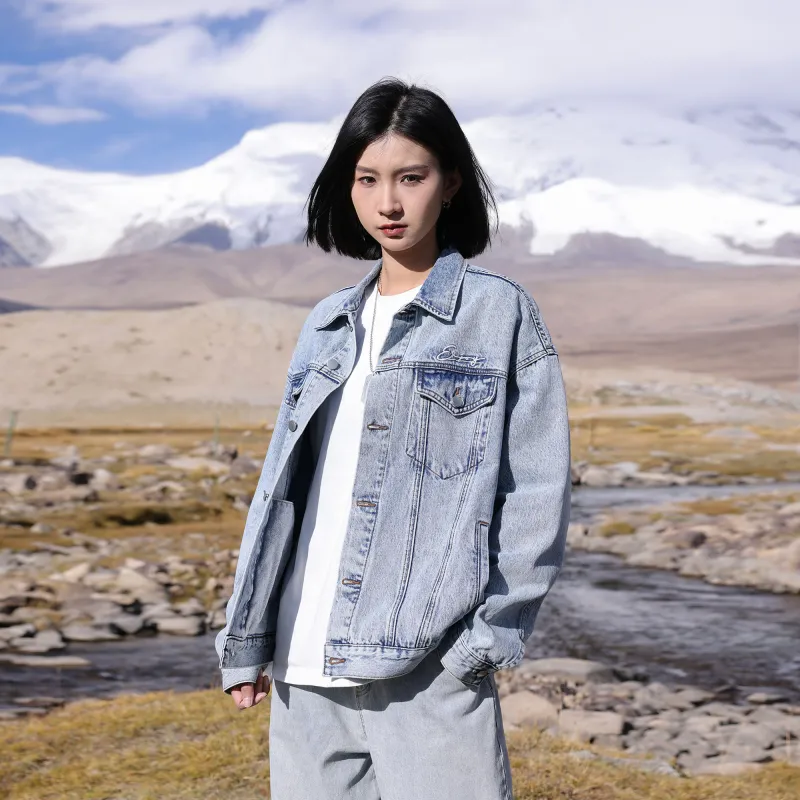 KOUEMGI Denim Jackets Unisex Denim Blue-6