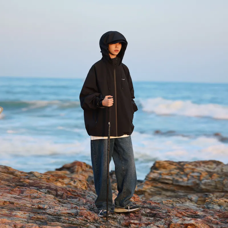 KOUEMGI Lace-Up Waterproof And Windproof Windbreaker Jacket Unisex-9
