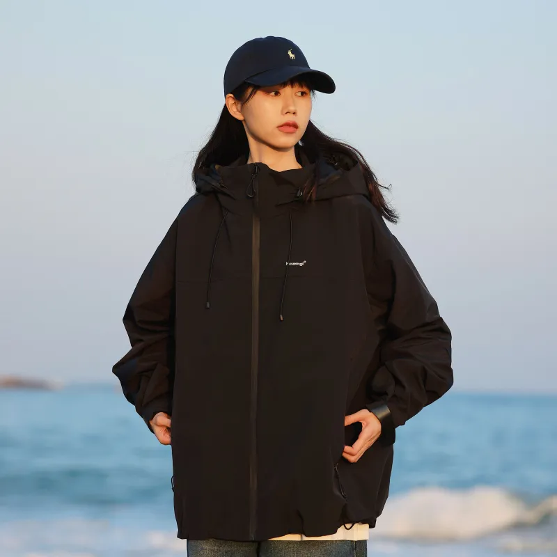 KOUEMGI Lace-Up Waterproof And Windproof Windbreaker Jacket Unisex-7