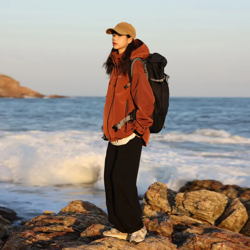 KOUEMGI Lace-Up Waterproof And Windproof Windbreaker Jacket Unisex-4